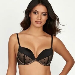 New Frederick's of Hollywood Push-Up Plunge Heart Throb Spot Convertible Bra 36F